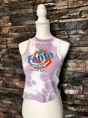 Coca Cola Fanta Graphic Tie-Dye Tank Top - Purple & White